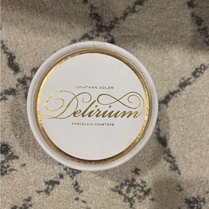 Jonathan Adler Gold and White Porcelain Coasters